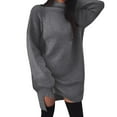 thumbnail image 2 of TXGREN Plus Size Tops for Women Ladies' Solid Color Casual Large Size Loose Knit Turtleneck Slit Maxi Casual Sweater Summer Dresses for Women 2024 Plus Size Grey+Xxl, 2 of 5