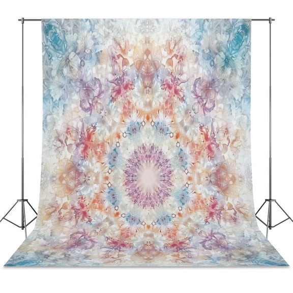 Kaleidoscope Mandala Colorful Floral Boho Backdrop Background for Photography Photo Booth Backdrop for Photoshoot Background Screen Video Recording Parties Curtain