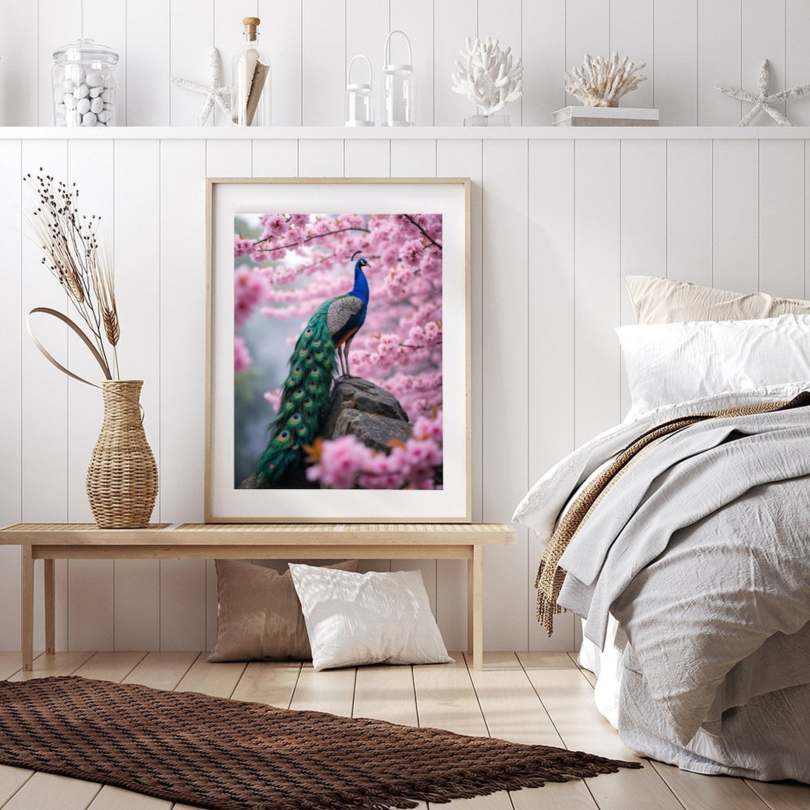 Diamond Art Kit for Adults, Peacock Blossoms Spring Rock Nature Diamond Painting for Adults Beginners, DIY Diamond Art Painting Kits, 5D Diamond Painting Crafts for Home Decor 12x16 Frameless