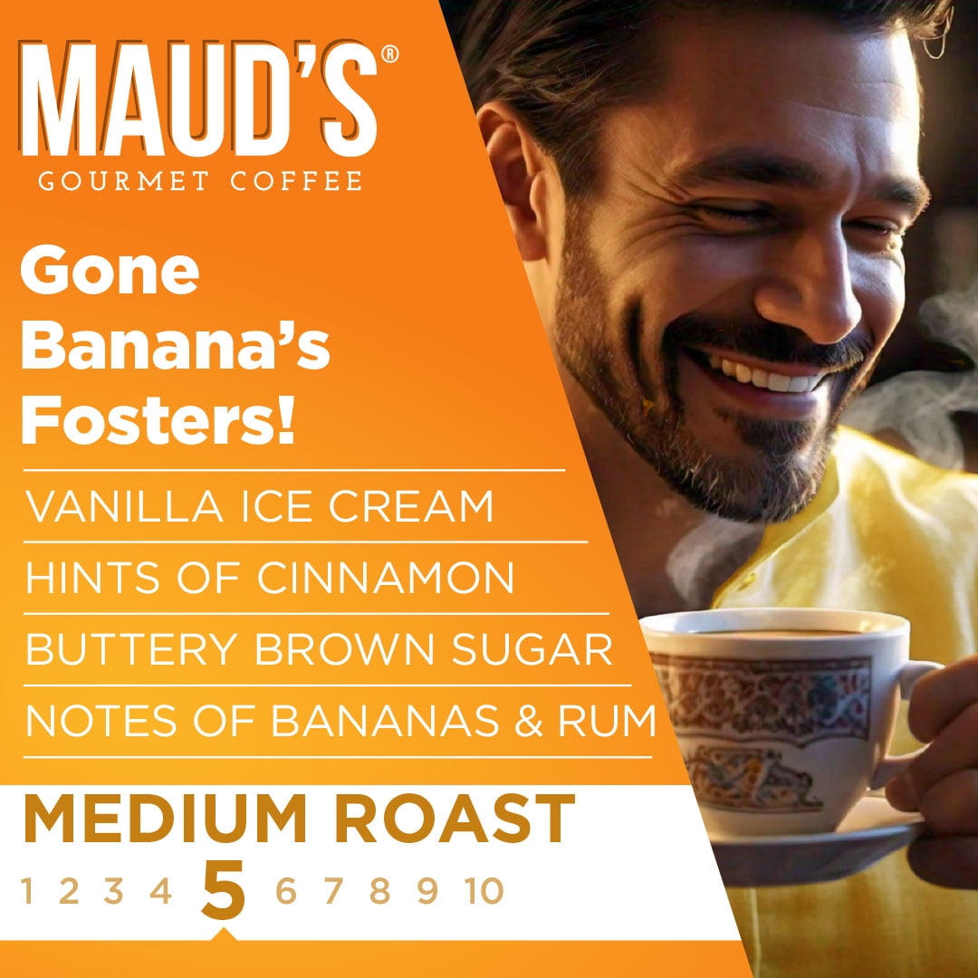 Maud's Banana Flavored Coffee Pods, 50 ct, Medium Roast Flavored Coffee in Single Serve Pods – 100% Arabica Beans, Compatible with Keurig K Cups Maker