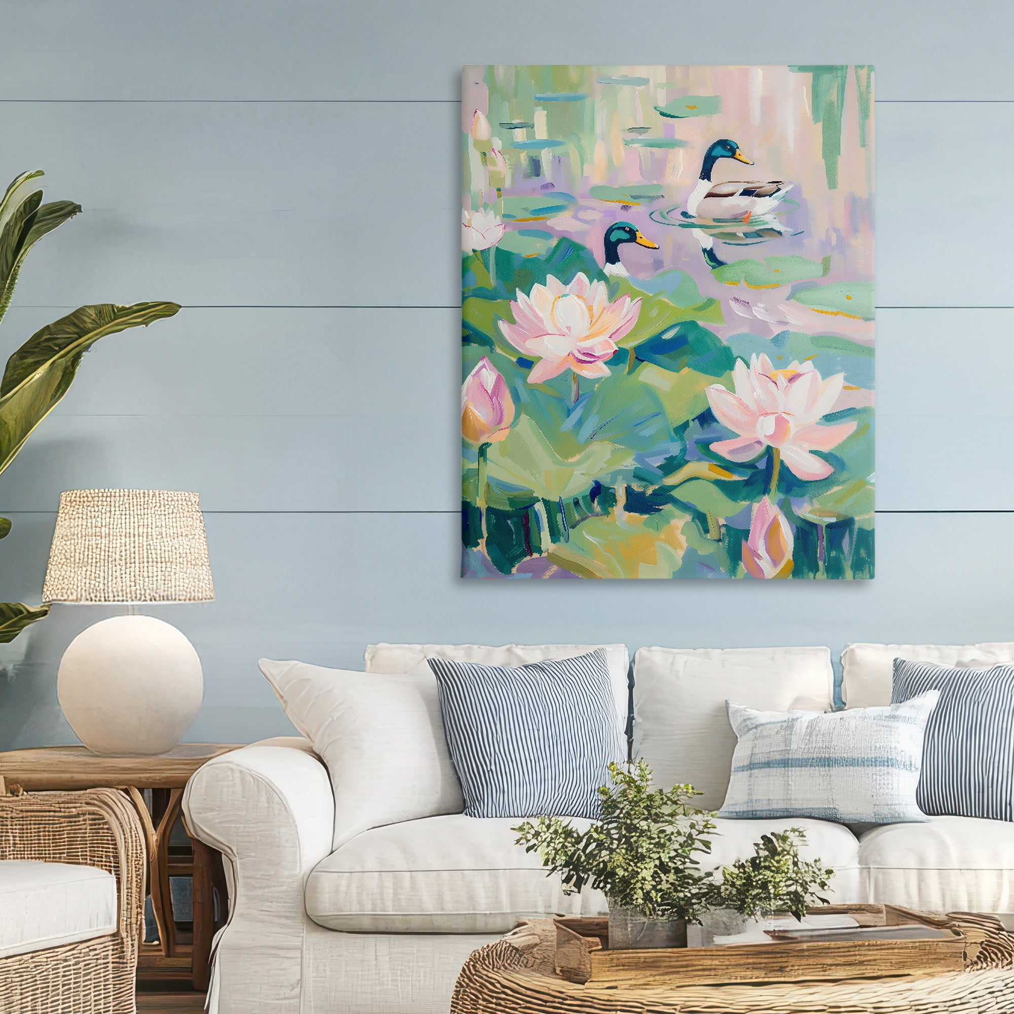 Stupell Industries Duck Pond with Lotus Flowers Canvas Wall Art, design by The Prints Vibe