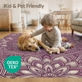 thumbnail image 4 of ODIKA 8'x10' Washable Area Rug Plum Radial Purple Symmetrical Scrollwork Border Fuzzy Abstract for Living Room, Under Sectional, Family , Durable, Non-Slip, 4 of 7