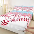 thumbnail image 5 of Manfei Cartoon Baseball Bed Sheets, Kawaii Personalized Initial G Full Size Sheets, Pink Light Blue G 4 Pieces(1 Flat Sheet, 1 Fitted Sheet and 2 Pillowcases), 5 of 6