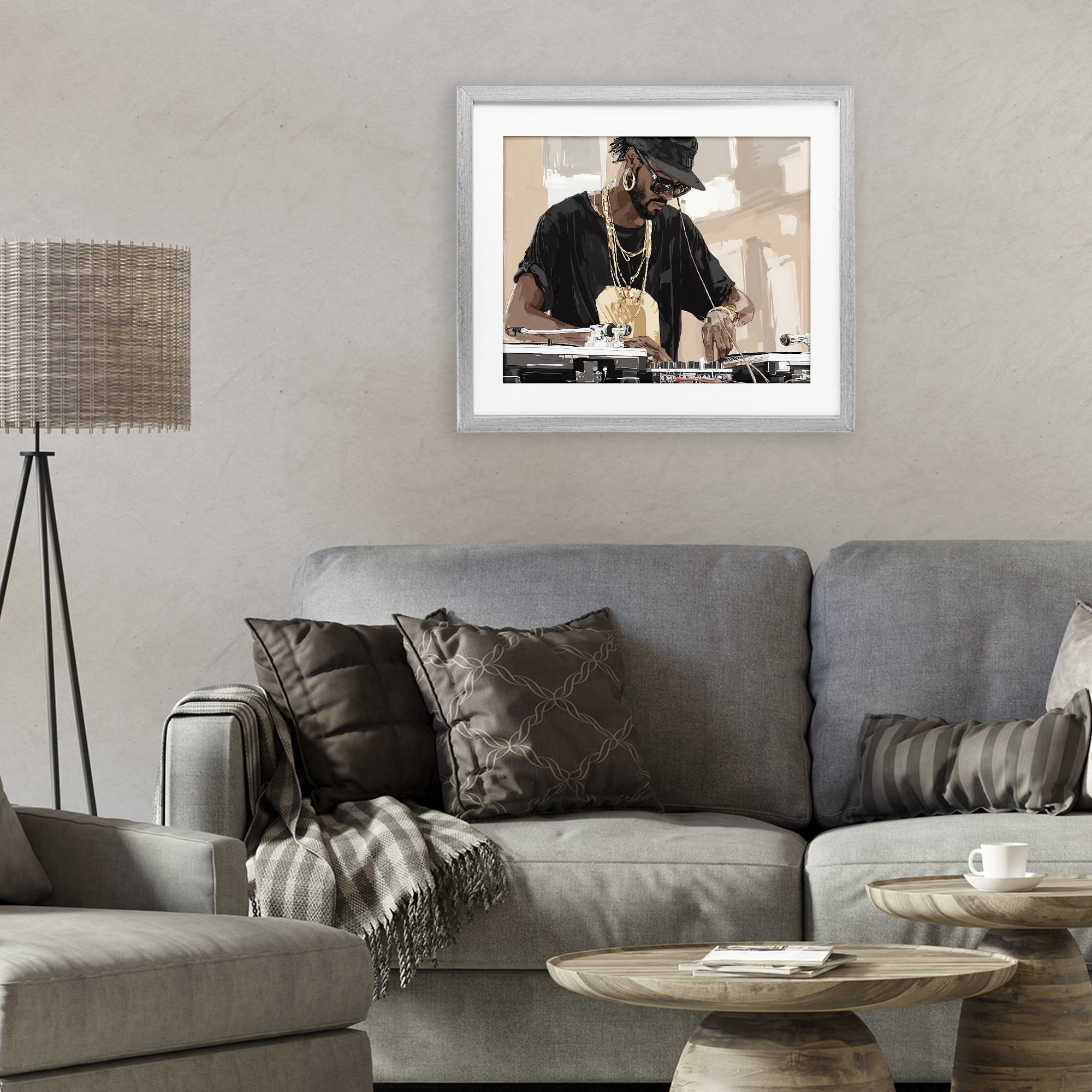 Stupell Industries Timeless DJ with Urban Rhythm Gray Framed Print Under Glass, design by Franklyn Gregory
