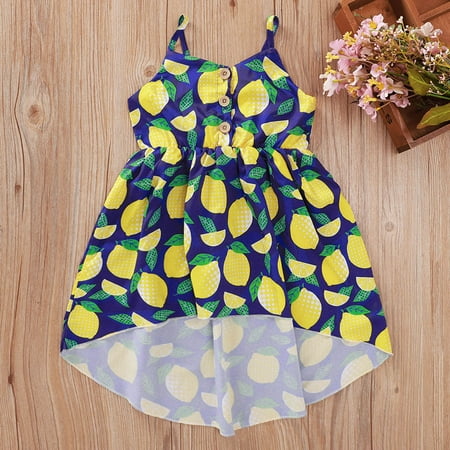 

Aayomet Flower Girl Dresses For Wedding Infant Girls Child Sleeveless Flowers Prints Button Suspenders Dresses Princess Dress Blue 3-4 Years