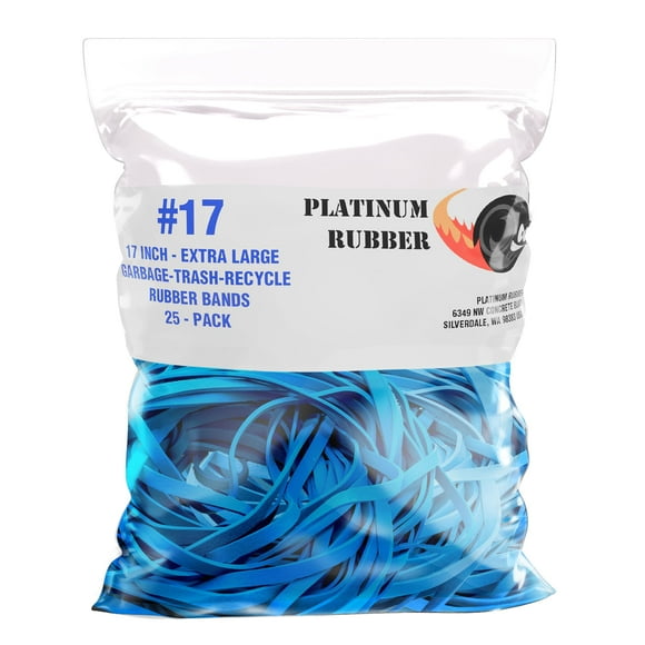 Poubelle Bandes de Caoutchouc Bleues Grande Taille 17 Pouces Pouces Bandes de Caoutchouc Compacteur de Cuisine Bac 55-65 Gallons, 95, 96-100 Gal Bac Surdimensionné Grand Sac Doublure Support, 55 Tambours Seaux à Litière (Lot de 25)