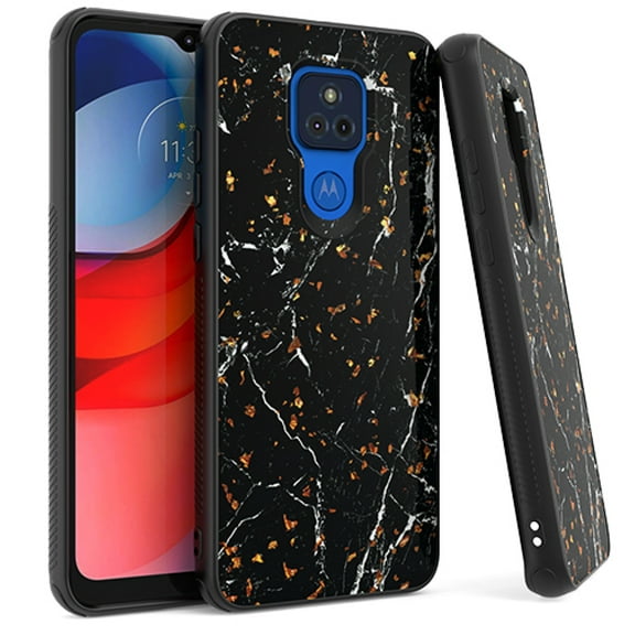 For Motorola Moto G Play XT2093DL 2021 Chrome Glitter Cover Cell Phone Case - Black