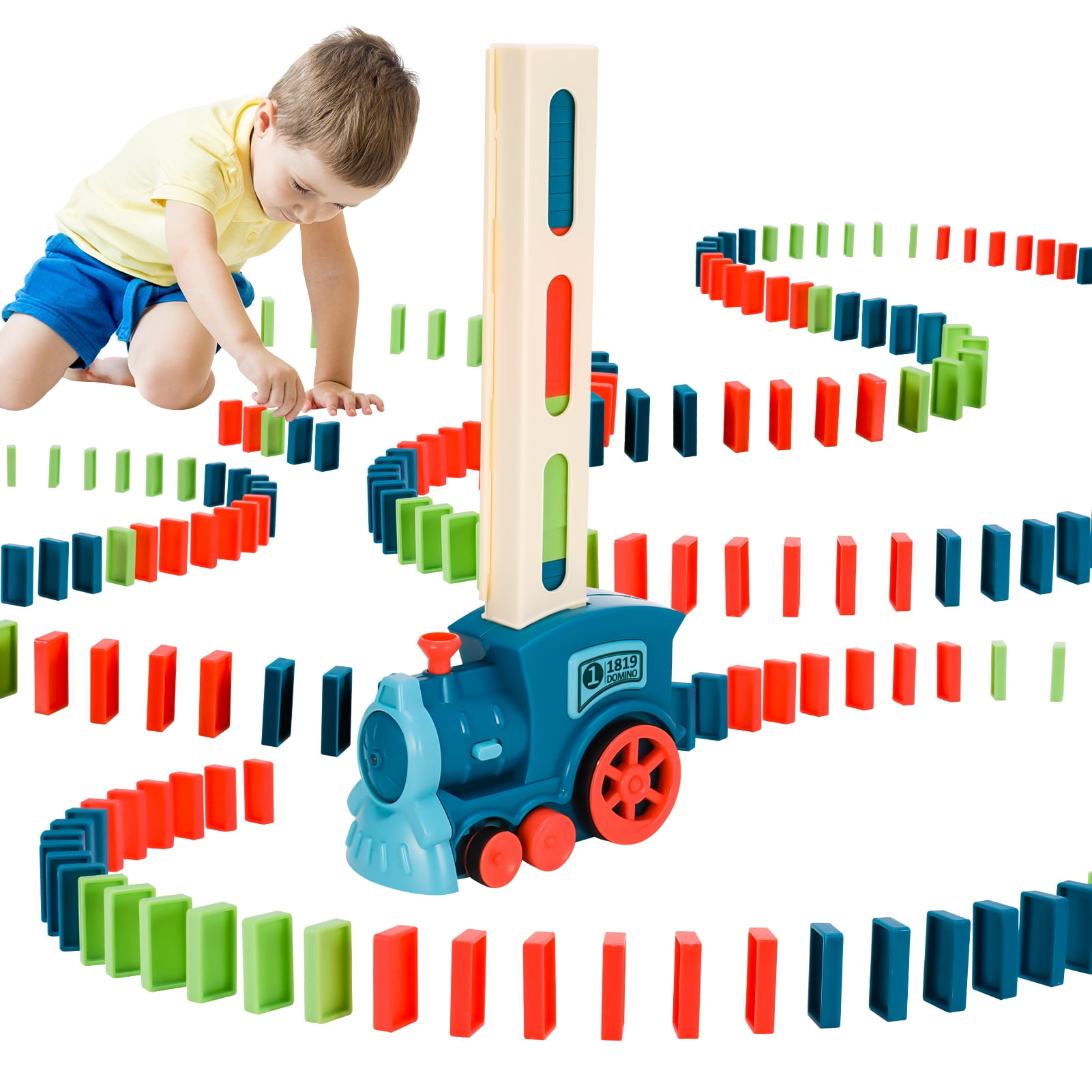 Taihexin Domino Train Toy Set, Automatic Domino Laying Electric Train