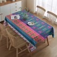 thumbnail image 2 of Colorful Pioneer Flower Striped Pattern Rectangle Tablecloth 60"x84",Waterproof Polyester Rectangle Table Cloth, Wipeable Spillproof Polyester Tablecloth for Dining, Camping, Indoor and Outdoor, 2 of 5