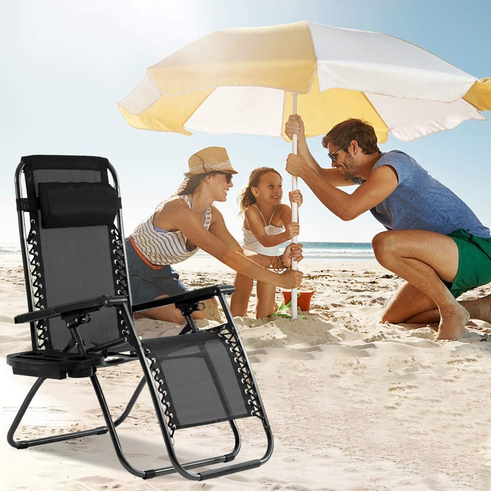 SKONYON 2 Pack Plastic Zero-Gravity Chair - Black - image 3 of 8