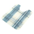 thumbnail image 6 of 2 Piece Soft Bathroom Rug Set Dusty Blue and Beige Check Bath Mat and U-Shaped Toilet Contour Rug (16"x24"+20"x24"), 6 of 9