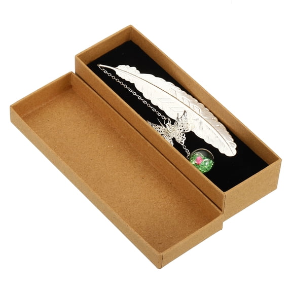 Uxcell Marcadores de Página de Pluma de Metal con Caja de Regalo Plata Verde Roja