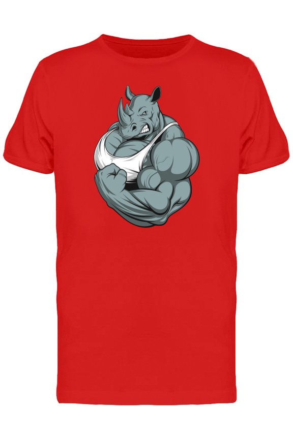 Grey Rhino Flexing T-Shirt Men -Image by Shutterstock, Male Small