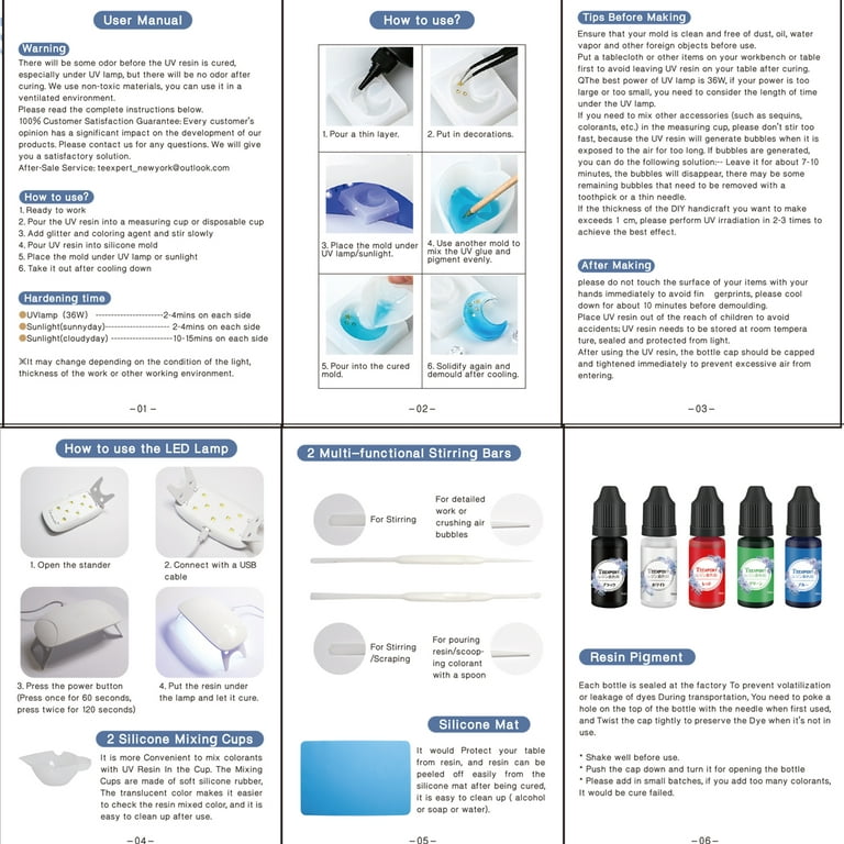 LET'S RESIN UV Resin with Light,Upgraded 200g Crystal Clear&Low Odor UV  Resin Kit,UV Light,Silicone Mat,Ultraviolet Epoxy Resin Hard,UV Resin  Starter
