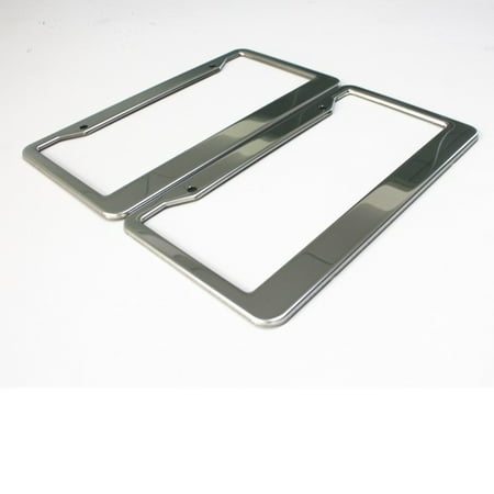 2 Chrome Stainless Steel Polished Metal License Plate Tag Frame 2 Chrome Stainless Steel Polished Metal License Plate Tag Frame Holder Cover Caps