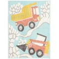 thumbnail image 5 of Unique Loom Whimsy Kids Collection Area Rug - Trucks (2' 2" x 2' 11" Rectangle Teal/Ivory) Perfect For Kids Bed Room/Nursery Room/Living Room/Class Room/Play Room, 5 of 5