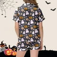 thumbnail image 4 of Gelikeya Halloween Pajama Sets for Toddler Girls 2T-3T Short Sleeves Collared T Shirts Shorts 2 Piece Outfits Halloween Nightwear Kids Clothes 2-13Y (X02 Grey, 2-3 Years), 4 of 6