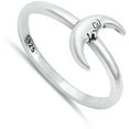 thumbnail image 4 of Vintage Crescent Moon Face Ring .925 Sterling Silver Band Jewelry Female Male Unisex Size 5, 4 of 4