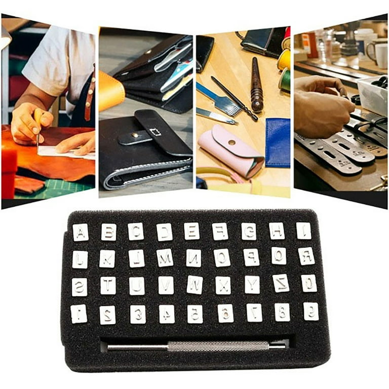 Hesroicy 36Pcs/Set Faux Leather Punching Kits Corrosion Resistance DIY Metal  Number Letter Stamping Punch Tools for Home 