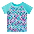 thumbnail image 4 of Girls Swimsuits Rash Guard Two Piece Set Short Sleeve Hawaiian Bathing Suit Kids Tankinis Swimwear 4-12T, 4 of 18