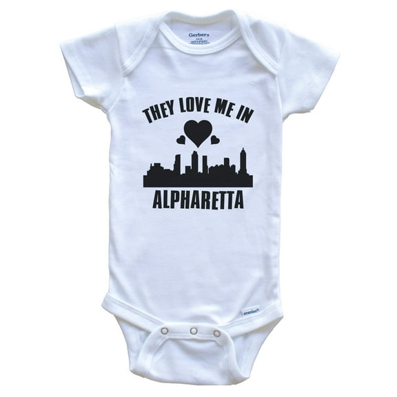They Love Me in Alpharetta Georgia Hearts Skyline Baby Bodysuit, 0-3 months white