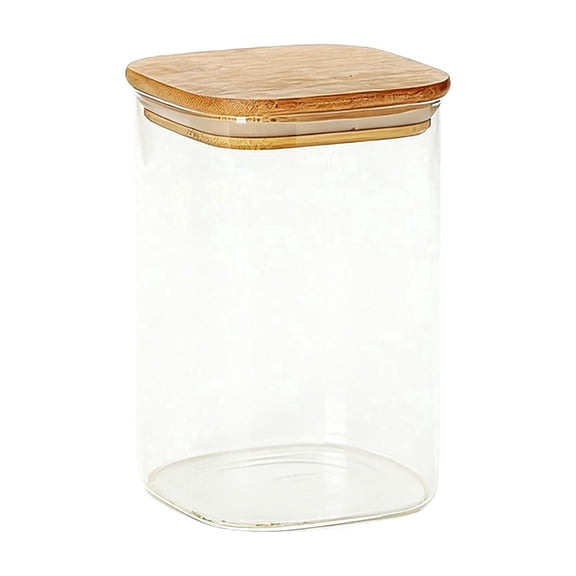 Storage Containers Square Glass Storage Jar with Sealed Lid for Kitchen Organization and Transparent Glass Jar for Pantry Keeps Grains Fresh and