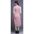 thumbnail image 4 of Bimba Rayon Slub Straight Kurti 3/4 Sleeve Printed Tunic Top Summer Clothing, 4 of 6