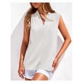 thumbnail image 5 of Tank Top for Women 2026 Summer Satin V Neck Pleated Sleeveless Blouses Casual Business Outfits White XXL, 5 of 9