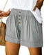 thumbnail image 1 of Pantalones cortos de verano para mujer, pantalones casuales elásticos con bolsillos y botones de cintura alta de color sólido, 1 of 5