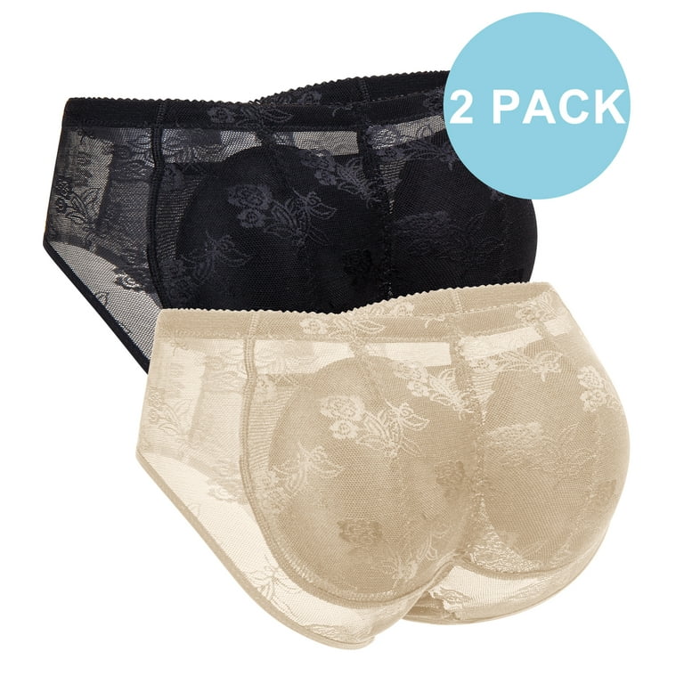 QRIC Women Butt Lifter Padded Panties Hip Enhancer Lace Briefs Body Shaper  Underwear with Removable Pads Black XL