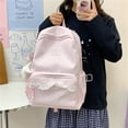thumbnail image 3 of Polka Dot Print Lace Backpack, Large Capacity Multi-Pocket School Bag with Compartments for Travel Outdoor (Pink 430*300*140), 3 of 8