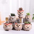 thumbnail image 1 of Maceta de cerámica con forma de búho para suculentas, macetas para cactus, plantas, oficina, jardín, decoración del hogar (gris), 1 of 5