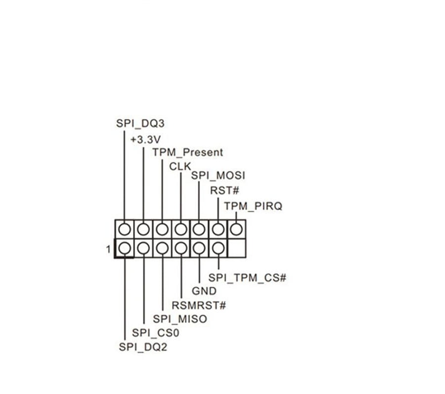 TPM 2.0 Security Module Board For Windows 11 Asrock 14 PIN SPI