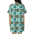 thumbnail image 3 of Naloa Turtles And Seahorses Women's Short-Sleeved Pajama Set, Loungewear, Summer pajamas, Breathable Cozy - Large, 3 of 9