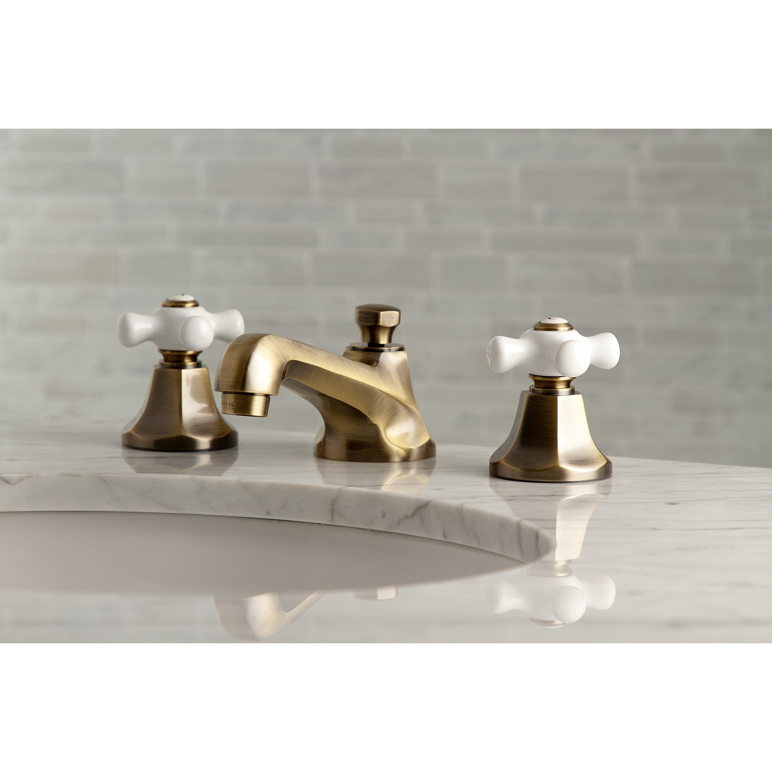 Kingston Brass KS4463PX 8" Widespread Bathroom Faucet, Antique Brass