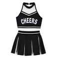 thumbnail image 4 of YONGHS Kids Girls Cheer Leader Costume Cheerleading Uniform Outfit Top Vest Pleated Skirt 2PCS Set Black 6, 4 of 5