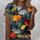 thumbnail image 2 of Tops Y Blusas de las Mujeres Estampadas Cuello Redondo Manga Corta, Poliéster Casual Top para Diario, Fiesta Y Todas las Estaciones, 2 of 5