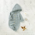 thumbnail image 3 of Generic Children Knitted Outwear Baby Girls Boys Cotton Knitted Hooded Sweater Long Sleeve Romper Button Jumpsuit Fall Winter Outfits(Light blue,3-6 Months), 3 of 9