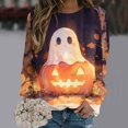thumbnail image 4 of Towmus Halloween Shirts for Women Sweatshirt Cute Doll Graphic Pullover Tops Funny Novelty Pumpkin Print Crewneck Sweatshirts, 4 of 6