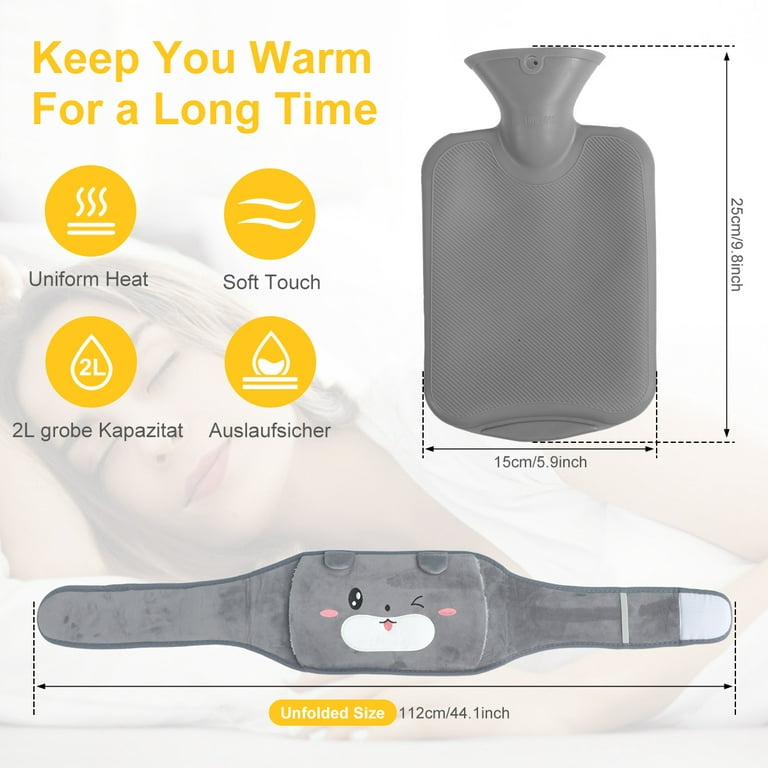 1pc Rechargeable Hot Water Bottle, Electric Warm Baby & Hand Warmer,  Anti-explosion With Removable Cover, Hot Water Bag & Waist Belt