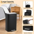 thumbnail image 6 of TROPOW Kitchen Trash Can,Stainless Steel Garbage Can with Lid, Step-On Pedal and Inner Bucket, Rectangular Trash Can for Home Kitchen Office Living Room, 6 of 9