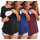 thumbnail image 3 of Ekouaer Women's Maternity Shirts Short Sleeves Nursing Tops 3 Pack Double Laye Breastfeeding Tees Pregnancy Clothes S-XXL, 3 of 5