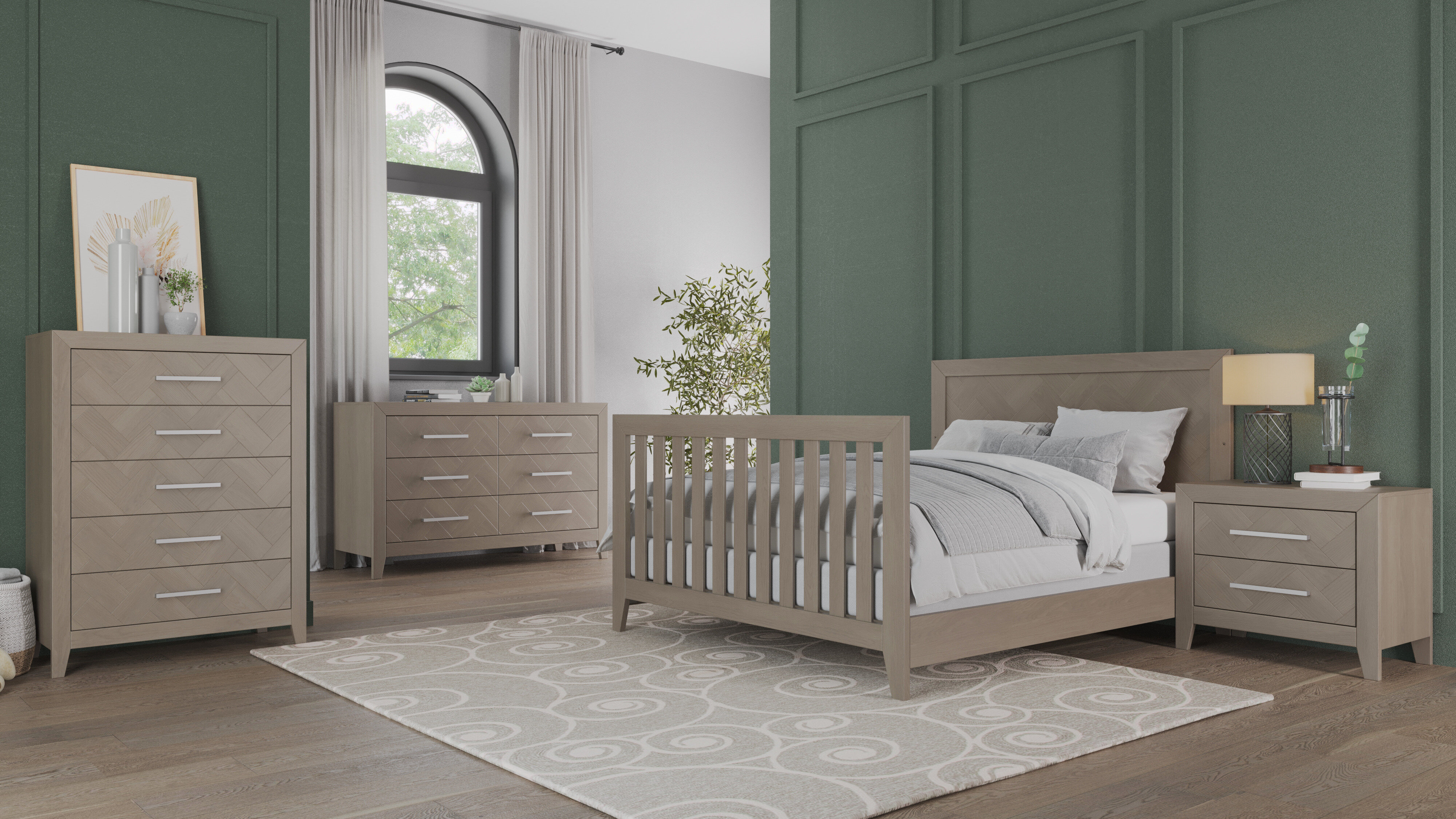 Child Craft Full-Size Bed Rail Conversion Kit, Converts 4-in-1 Crib to Bed, Solid Wood, Crescent Gray