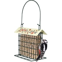 Wild Wings Decorative Metal Suet Cage Feeder for Outdoor Décor Wild Bird Feeders, 1 Suet Cake Capacity, Hanging Suet Feeder, Black