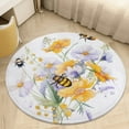 thumbnail image 4 of Happy Cute Bees Washable Round Rug -Circle Area Rugs for Nursery Bedroom, Vintage Non Slip Non Shedding Low Pile Carpet for Living Room Coffee Table Entryway, 4 of 6