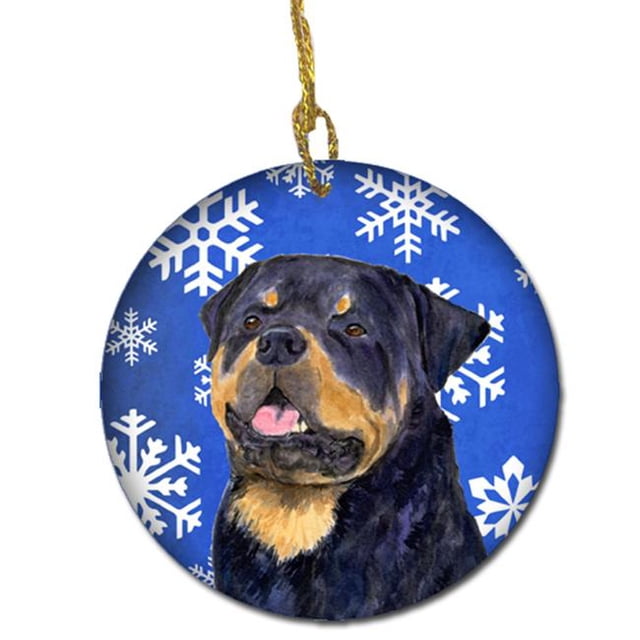 Rottweiler Winter Snowflakes Holiday Christmas Ceramic Ornament