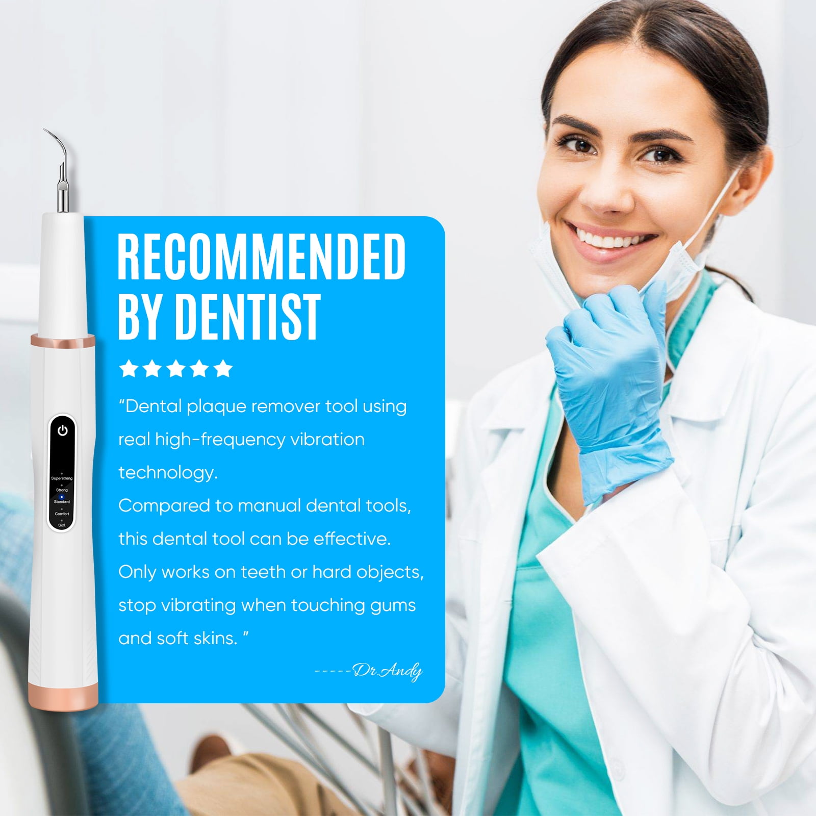 Plaque Remover for Teeth, Electric Tooth Cleaner Tartar Remover for Teeth with LED Light,3 Modes Rechargeable Teeth Cleaning Kit with Dental Tools, 2 Replaceable Heads