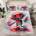 thumbnail image 2 of Feelyou Red Robot Teens Twin Sheet Sets, Splatter Watercolor Bedding, 3pcs, 2 of 7