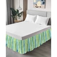 thumbnail image 4 of Green Yellow Striped Bed Skirt California King Size 18" Drop Abstract Art Watercolor Ombre Ruffled Wrap Around Bed Skirts Adjustable Elastic Bedskirt Dust Ruffle for California King Size Bed, 4 of 7