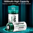 thumbnail image 2 of Baterías de litio rapthor CR123A 1650 mAh, 3 V, paquete de 40, 2 of 8